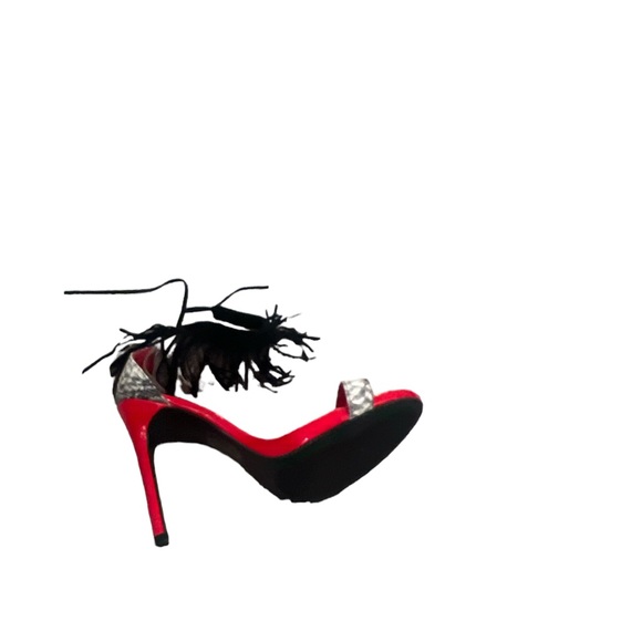 Show Republic LA Red/Black/Snackprint tie ankle pumps size 9 - Picture 4 of 13